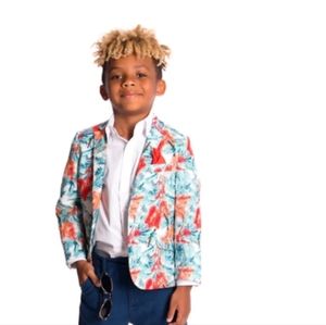 Appaman Linen Boys Tropic Ivory Palm Print Sports Jacket/Blazer Size 2T